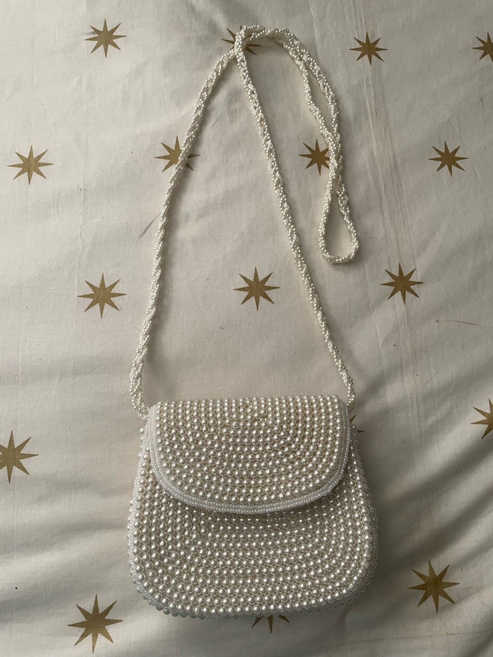 Vintage La Regale Faux Pearl White Mini Crossbody Bag